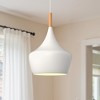 DORESshop 1-Light Industrial Farmhouse Hanging White/ Balck  Pendant Ceiling Light with Metal Dome Shade for Kitchen Island Dining Room - 3 of 4