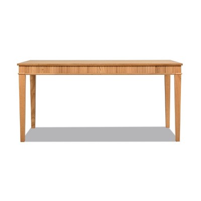 Natural Blonde Rubberwood Fluted Writing Desk with Drawer