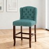 27" Contemporary Tufted Fabric Wingback Counter Stools, Set of 2, Green Teal with Dark Brown Legs, Stylish and Comfortable Counter Chairs - 3 of 4