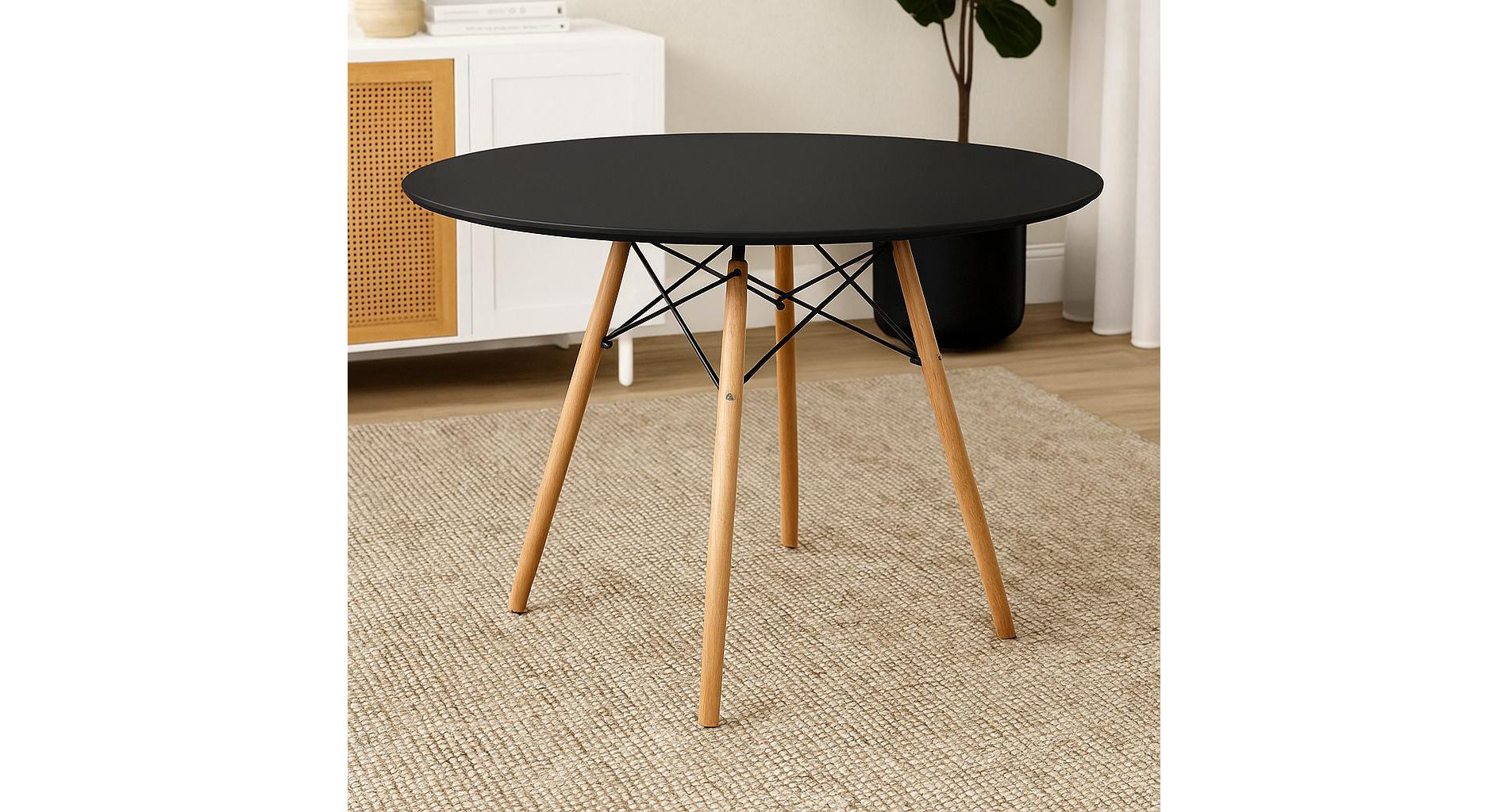 LeisureMod Dover 47" Round Dining Table – Modern Eiffel Base Design, Accent Table for Kitchens, Dining Rooms, Breakfast Nooks & Small Spaces