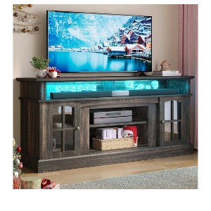 LED TV Stand Cabinet with Power Outlets for TVs up to 65 inch ,Entertainment Center with Adjustable Shelves& Glass Doors for Living Room - 1 of 4
