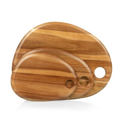 Picnic Time Acacia Wood Pebble Shaped Acacia Serving Boards Set of 3