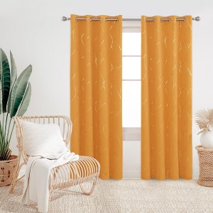 Deconovo Gold Line 52 Width Curtain Panel Pair (2 Panel) - 1 of 4