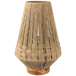 Northlight Iron and Jute Table Lamp With Wooden Base - 14.75" - Beige - 1 of 4