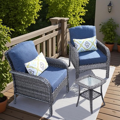 XIZZI Outdoor Wicker Sofa Set with Optional Swivel Chairs, 3.5" Cushions 5 Colors (Gray, Black, Navy, etc.), All-Weather Rattan, Modular 2-7 Pieces