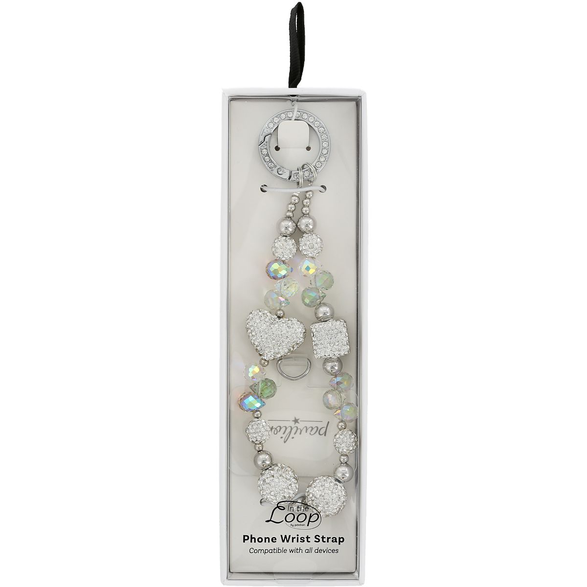 Pavilion Gift Company - White Crystal Wristlet - Beaded Hands-Free Silver Wrist Strap - Cell Phone Accessories - thumbnail 6