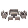 Gymojoy 10 Pieces Outdoor 6 Inch Sofa Swivel Chair Ottoman with Fire Pit Table - 2 of 4