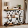 3-Tier Industrial Entryway Table with Oval-Shaped Metal Frame,Open Shelf Console Sofa Table - 2 of 4