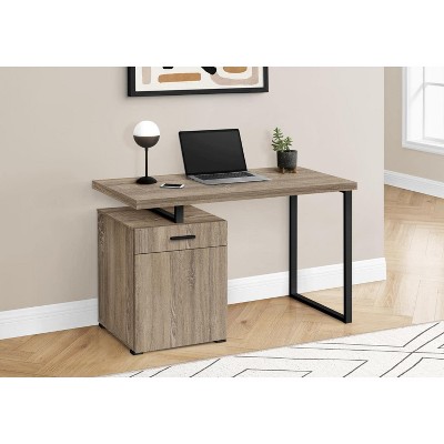 Modern Black and Brown Wood Home Office Desk with Drawer