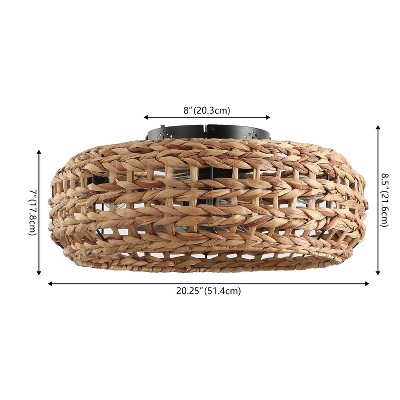Archer 20.25" Brown/Black Seagrass Lantern Ceiling Fan with Remote