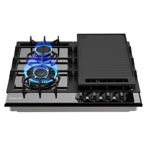 GASLAND GH60EF 24" Built-in Gas Stove Top, Black Enamel Gas Cooktop with Griddle, 4 Sealed Burners, ETL - 1 of 4