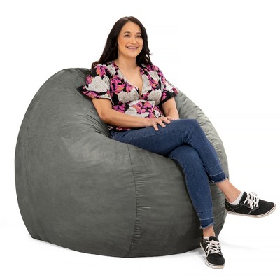 Charcoal 5-Foot Microsuede Bean Bag Chair with Removable Cover