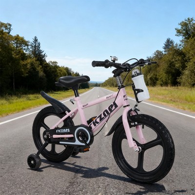 KWPZQEB 16/18" Sporty Kids Bike, Child Bike w/ High Carbon Steel Frame & Training Wheels, Bicycles w/ Adjustable Saddle & Water Bottle for Boys&Girls