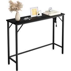 Console Table Featuring Power Outlets & Usb Ports, Slim Sofa Table with Built-In Charging Station, 39.3" Industrial Style Entryway Table - 1 of 4