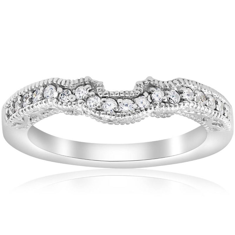 Pompeii3 1/5ct 14k White Gold Vintage Wedding Engagement Ring Enhancer, 1 of 6