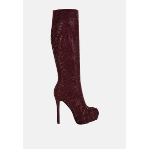 Nebula Rhinestone Embellished Stiletto Calf Boots Women - 1 of 4