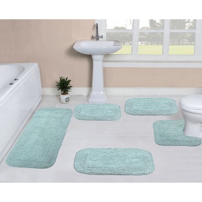 Home Weavers Radiant Collection 100% Cotton Tufted Bathroom Rug Set, Non-Slip Latex Bath Rug Set