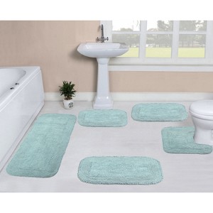Home Weavers Radiant Collection 100% Cotton Tufted Bathroom Rug Set, Non-Slip Latex Bath Rug Set - 1 of 4