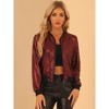 INSPIRE CHIC Women's Holographic Fashion Stand Collar Metallic Lightweight Zip Bomber Jacket - 2 of 4