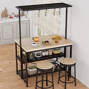 GustoWave 42"/47" Kitchen Island Storage Bakers Rack Multi-Functional Microwave Oven Stand Shelf with 3 Tier Storage, Metal Coffee Bar Table - 1 of 4