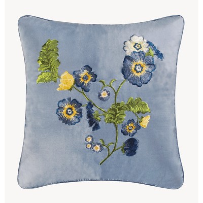 C&F Home Colonial Williamsburg Blue Carlisle Flowers Embroidered Pillow