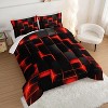 Boersma Honeycomb Queen Size Comforter Set,Red Black Geometric Bedding Set 3pcs for Kids Boys Teens Room Decor,Gamer Comforter Sets for Boys - 2 of 4