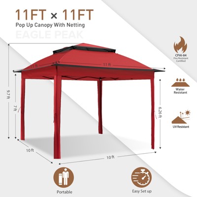 Red Steel Pop-Up Gazebo with Mesh Sidewalls