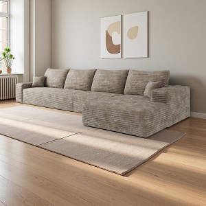 135" Cloud Plush Corduroy L-Shaped Sectional Sofa with Right Chaise - 1 of 4
