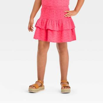 Girls' Tiered Woven Pull-On Skirt - Cat & Jack™ Hot Pink