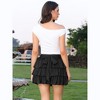 INSPIRE CHIC Women's Layer Ruffle Hem High Waist Elastic Pleated Flowy A-Line Mini Cake Skirts - 3 of 4