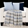 HomeRoots Blue Woven Cotton Striped Throw Blanket - 2 of 4