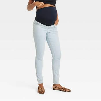 skpabo Pregnant Women Jeans,Fashion Solid Blue Maternity Trousers Slim Fit  Skinny Ripped Jeans Pregnant Over The Bump Vintage Denim Leggings,M-2XL 
