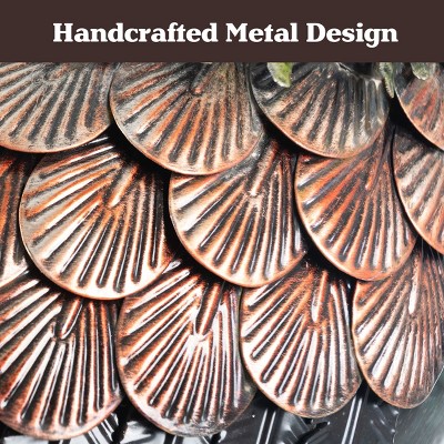 Handcrafted Metallic 37-inch Outdoor Peacock Garden Statue
