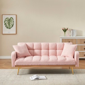 69" Adjustable Teddy Sofa Bed with Metal Legs,Modern 2-Seater Sleeper Couch for Small Space or Living Room-The Pop Home - 1 of 4