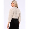 INSPIRE CHIC Women's Open Front 3/4 Sleeve Faux Fur Cropped Jacket - 4 of 4