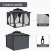 12'x20' hardtop gazebo for all weather with double metal roof, aluminum frame, net, and curtain; ideal for patio, deck, backyard, and garden. Gray. - 4 of 4