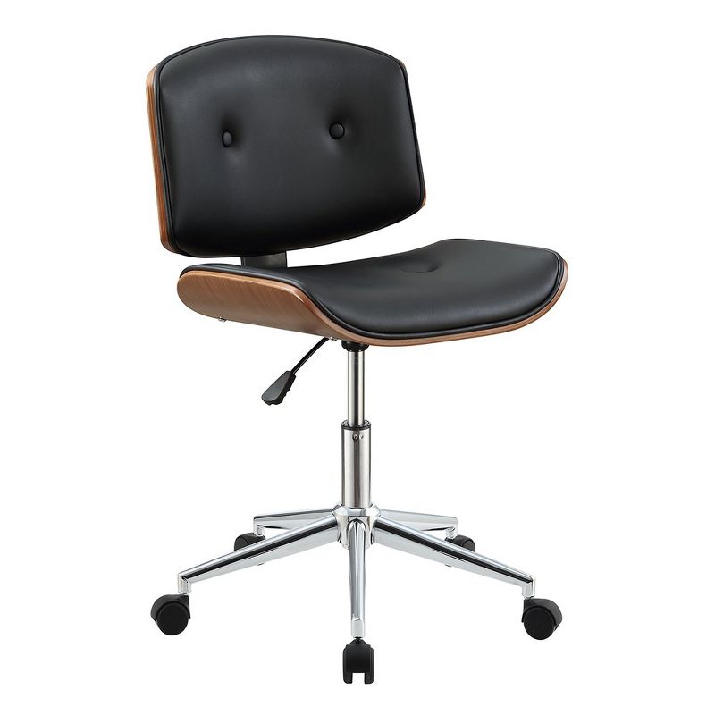 Simple Relax Leatherette Office Chair in Black and Walnut Finish, 1 of 5
