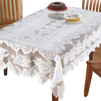 Collections Etc White Floral Lace Tablecloth