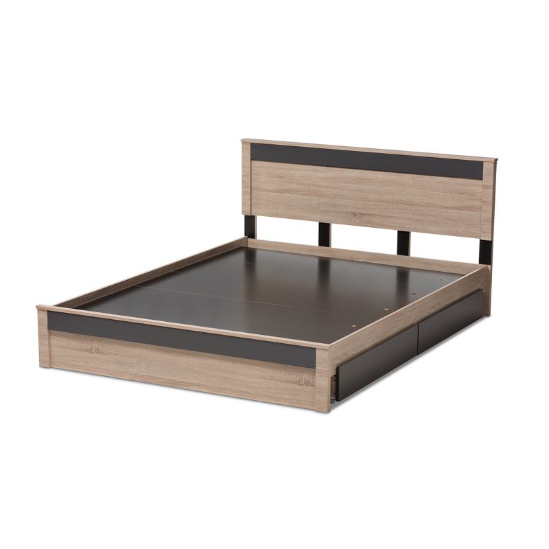 Queen Jamie Modern and Contemporary Two Tone Wood 2 Drawer Storage Platform Bed Brown - Baxton Studio, 6 of 12