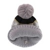 CTM Women's Knit Houndstooth Pattern Winter Beanie Hat with Pom - 2 of 2
