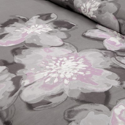 California King Gray Cotton 7-Piece Floral Bedspread Set