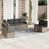 vidaXL 7 Piece Patio Sofa Set with Cushions Gray Poly Rattan - Without Table - 2 of 4