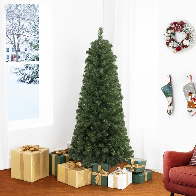 Home Imports Emporium 4.5ft Slim Christmas Tree with Lights, Christmas Tree Prelit with 444 Branch Tips, 150 Warm Lights Aritificial Christmas Tree