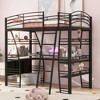 Stylish Metal Frame Twin Size Loft Bed with 4 Layers of Shelves, L-shaped Desk, Sockets, USB Ports, and Wireless Charging - 2 of 4