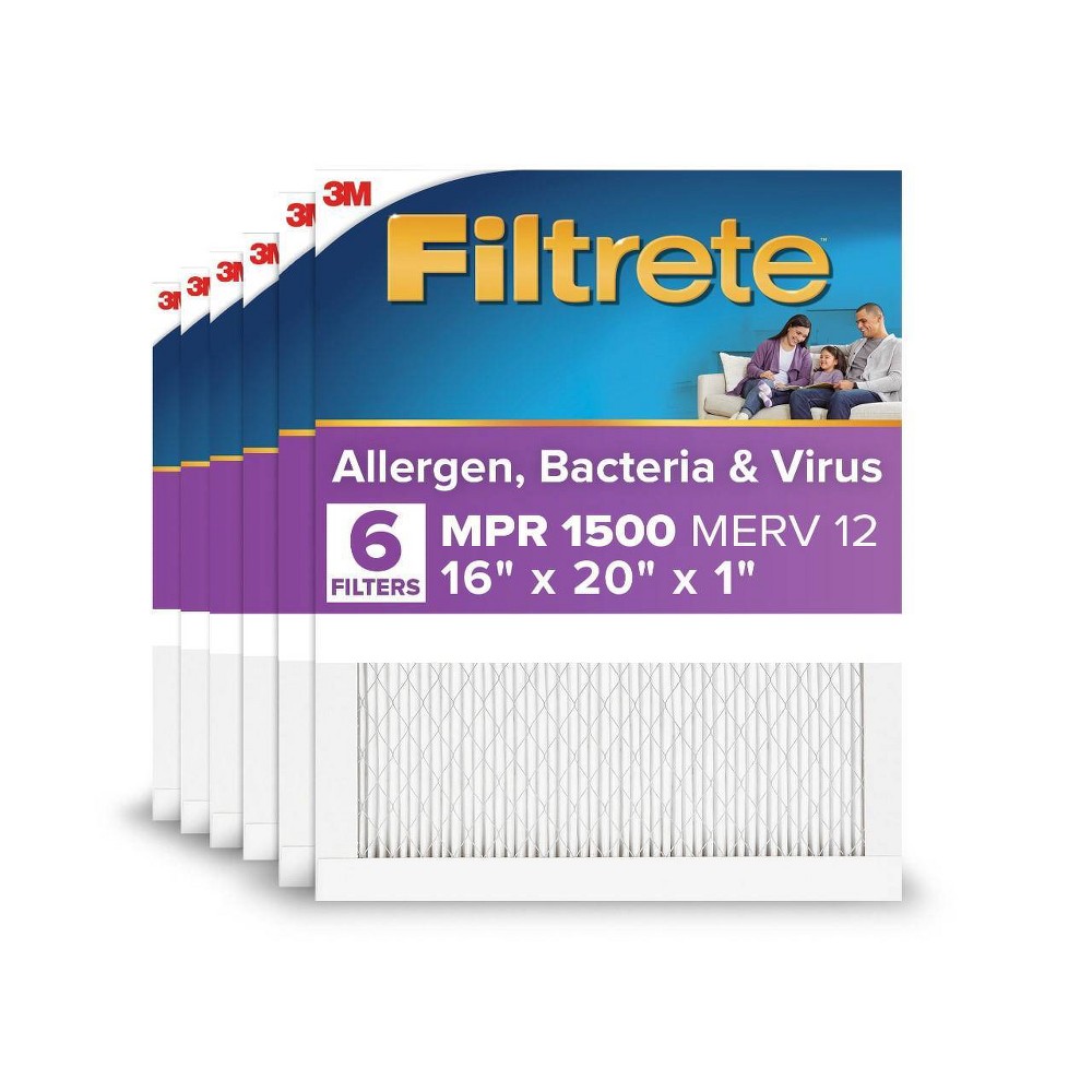 Filtrete 6pk 16''x20''x1'' MPR 1500 Merv 12 Allergen Bacteria Virus Ultra Reduction Air Filter