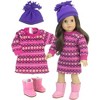 Sophia’s Fair Isle Knit Sweater Dress & Hat for 18” Dolls, Hot Pink/Purple - 3 of 4