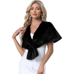 INSPIRE CHIC Women's Retro Winter Bridal Wedding Cropped Faux Fur Shawls - 1 of 4