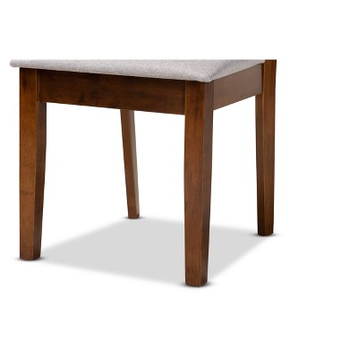 Caron Contemporary Grey Fabric and Walnut Wood Dining Chair Set