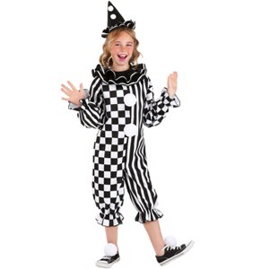 HalloweenCostumes.com Kid's Giddy Gothic Clown Halloween Costume | Girl's' Clown Jumpsuit - 1 of 4