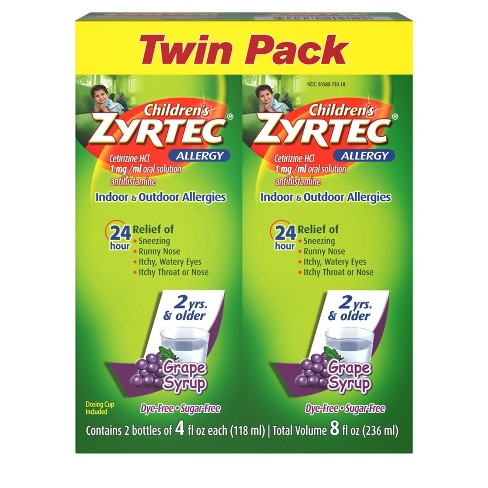Children S Zyrtec Allergy Relief Liquid Grape Cetirizine Hcl